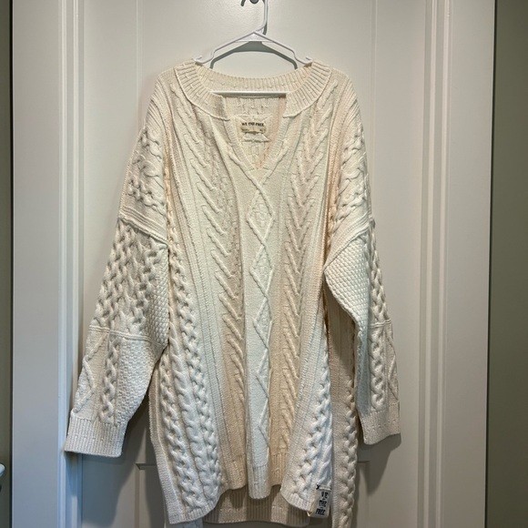 We The Free by Free People Cable Knit Sweater- Cream/Ivory- Size XL - Picture 2 of 7